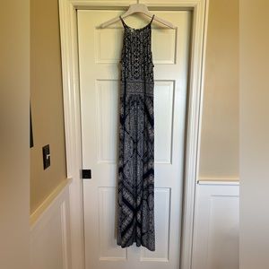 London Times Navy Print Maxi Dress, size 12